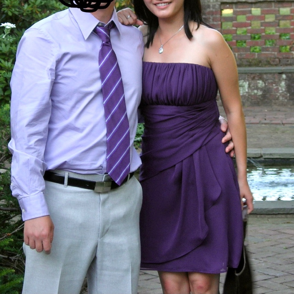 Strapless chiffon cocktail dress
